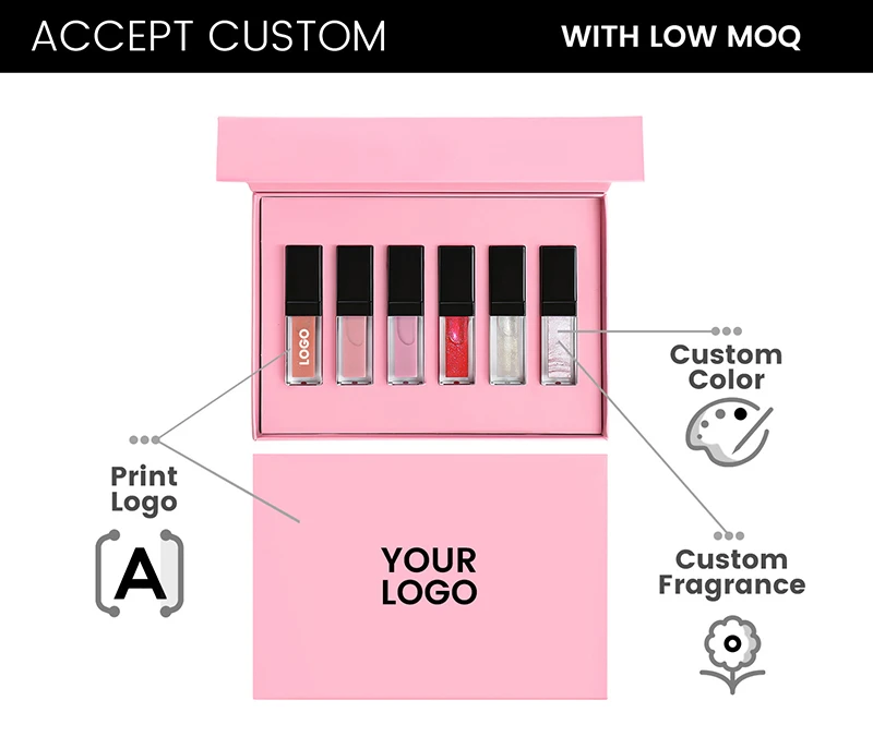 custom logo 6pcs lip gloss custom logo 6pcs lip gloss